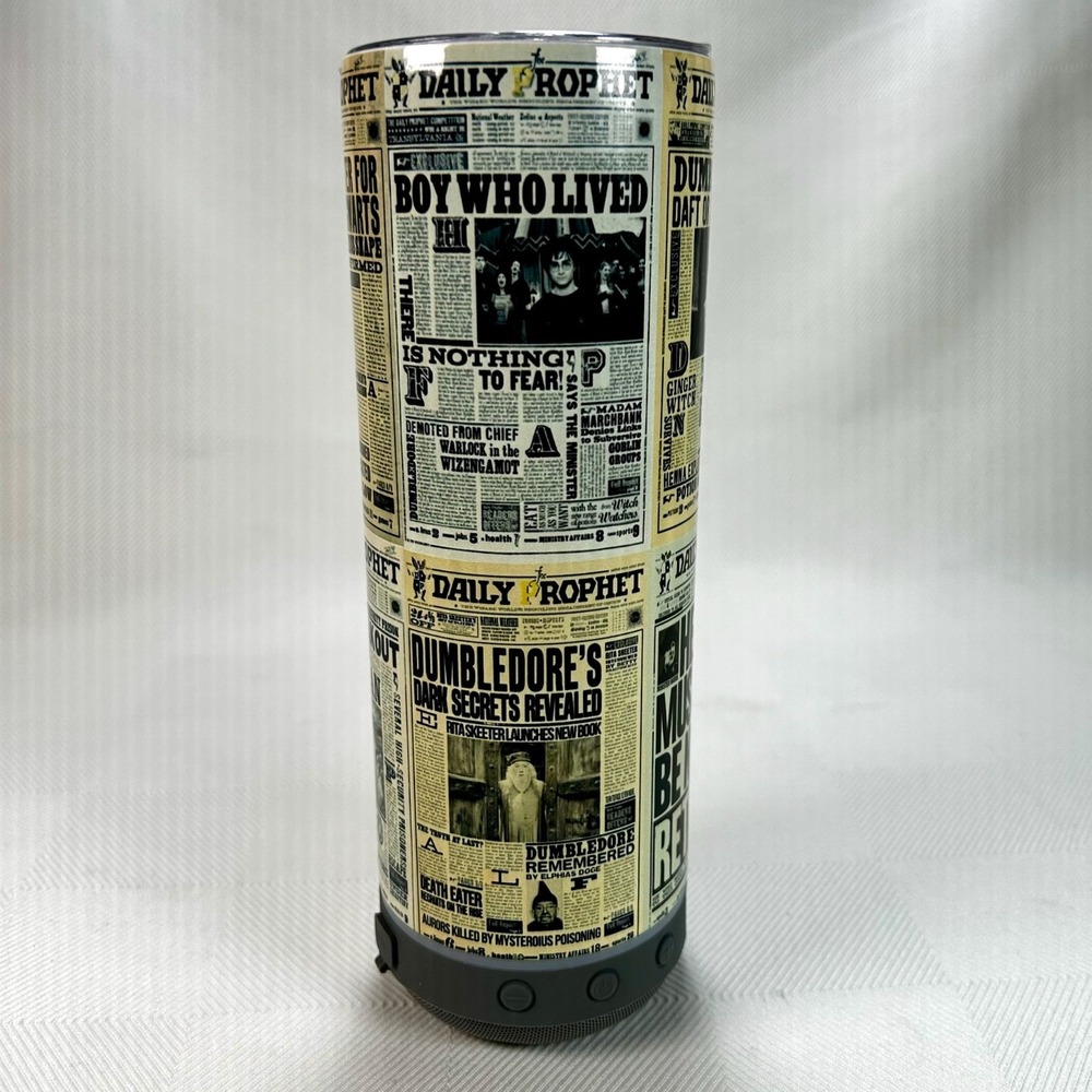 Daily Prophet/Harry Potter Sublimation Steel Tumbler w/Bluetooth Speaker & USB